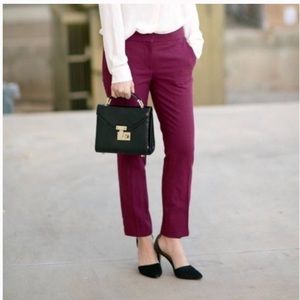 JCrew Campbell Wine Color Crop Wool trousers